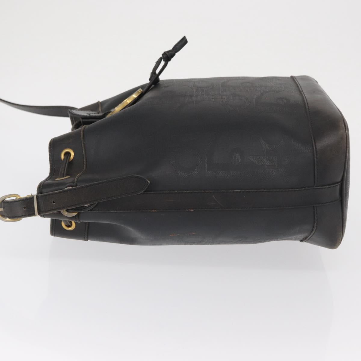Christian Dior Trotter Canvas Shoulder Bag Black Gold Auth 162986