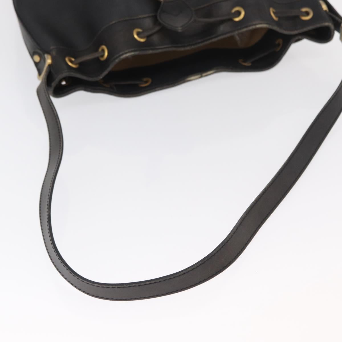 Christian Dior Trotter Canvas Shoulder Bag Black Gold Auth 162986