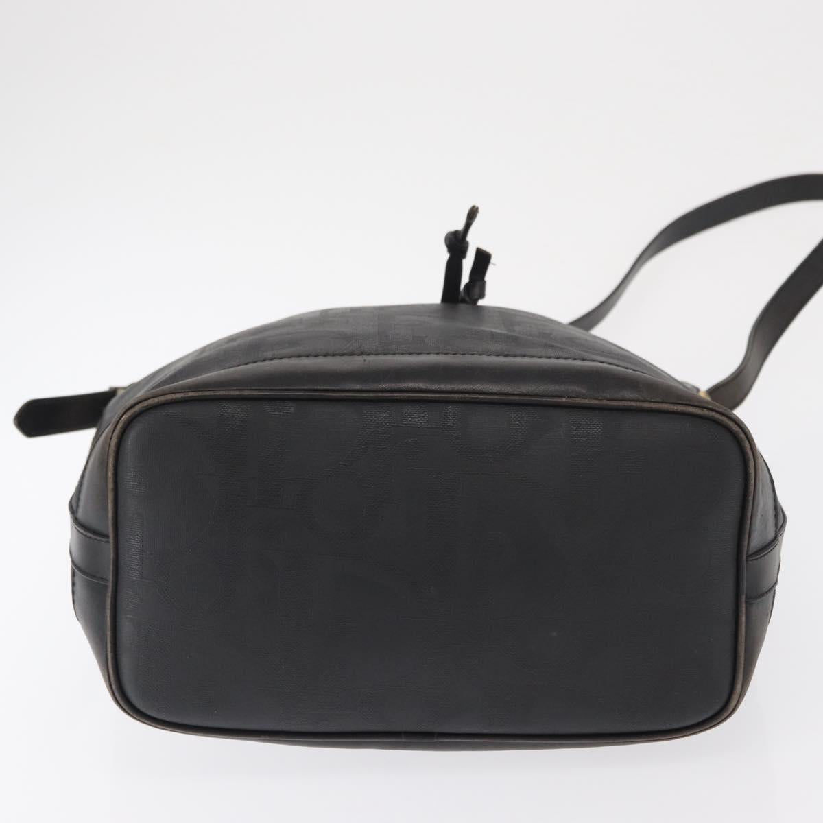 Christian Dior Trotter Canvas Shoulder Bag Black Gold Auth 162986