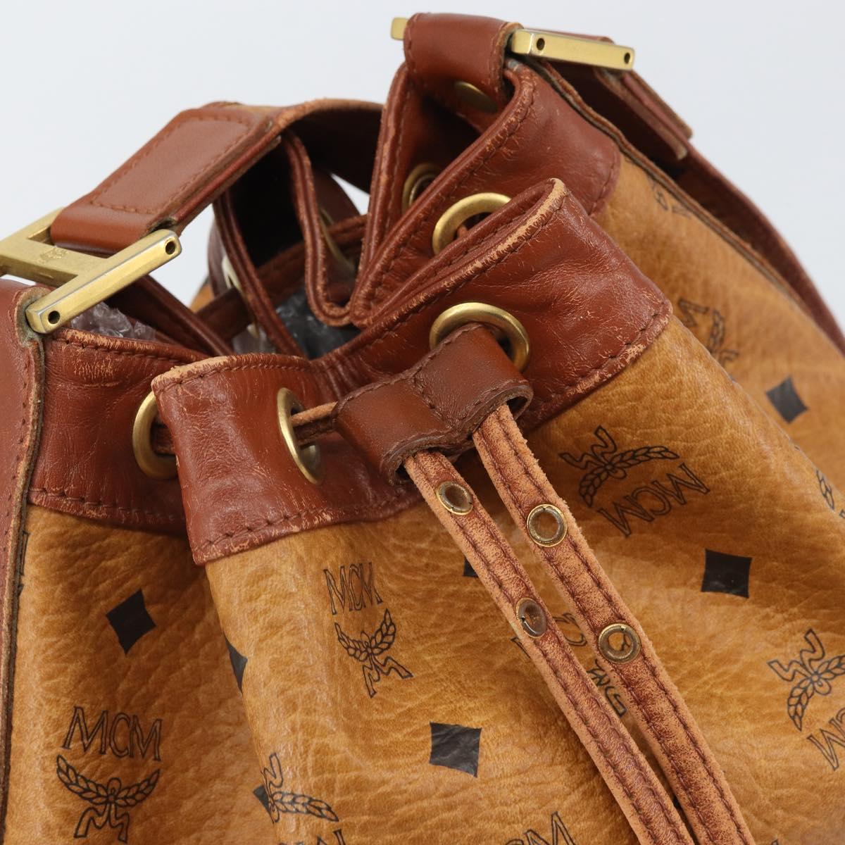 MCM Logogram Vicetos Shoulder Bag PVC Brown Gold Auth 162987