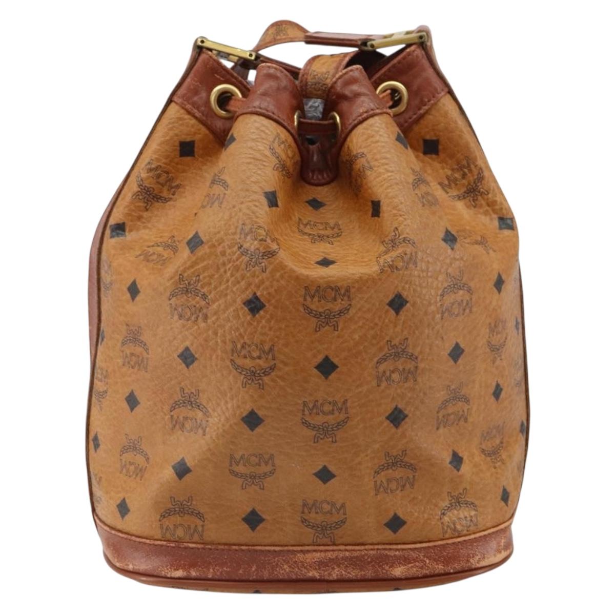 MCM Logogram Vicetos Shoulder Bag PVC Brown Gold Auth 162987