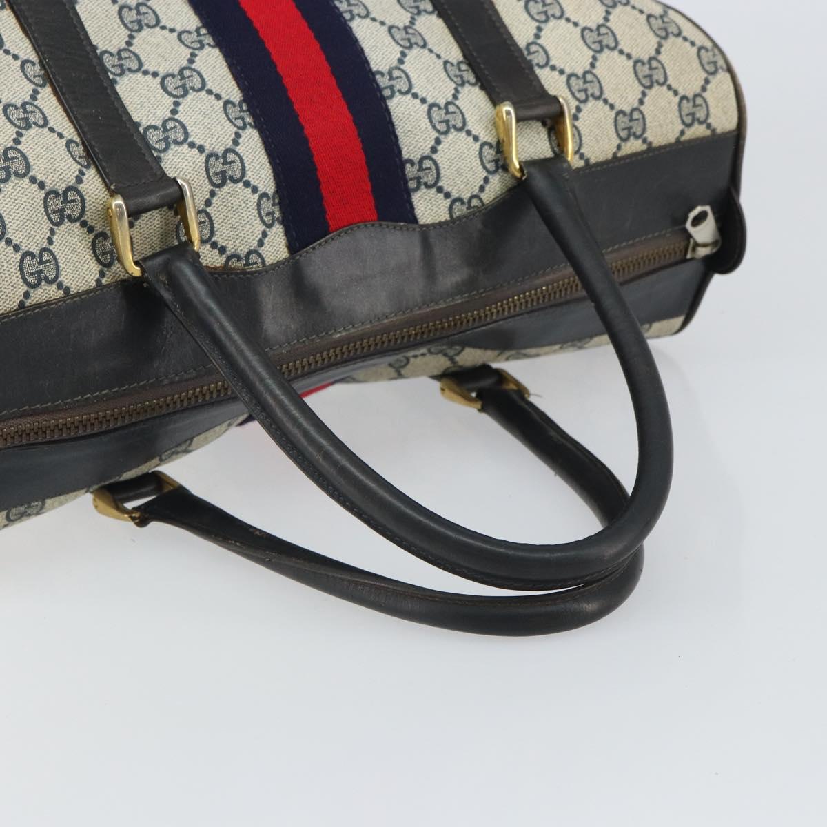 GUCCI GG Supreme Boston Bag PVC Navy Gold Auth 162988