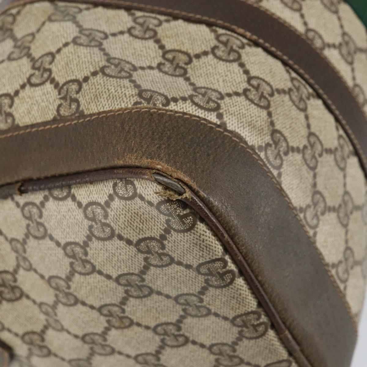 GUCCI GG Supreme Web Sherry Line Boston Bag PVC Beige Gold Auth 162989