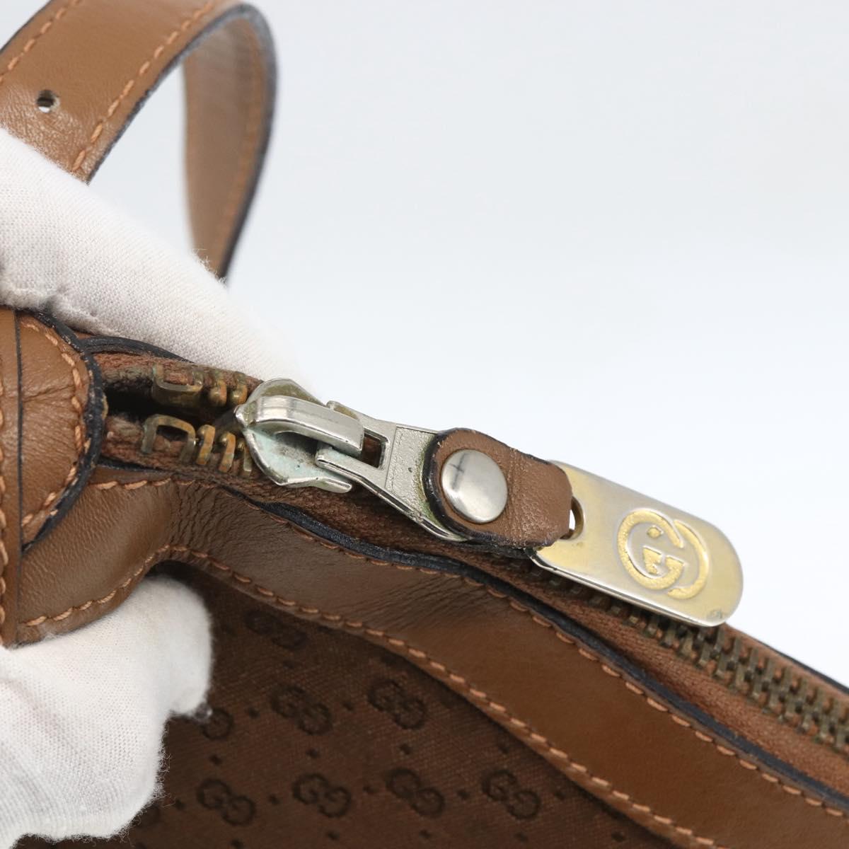 GUCCI Micro GG Canvas Web Sherry Line Shoulder Bag Brown Gold Red Auth 162991