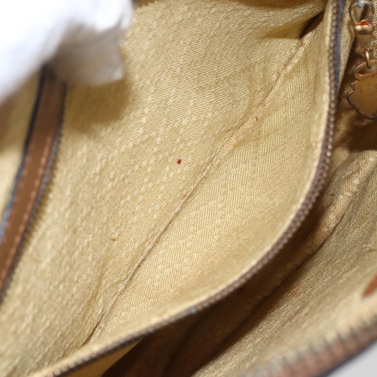 GUCCI Micro GG Canvas Web Sherry Line Shoulder Bag Brown Gold Red Auth 162991