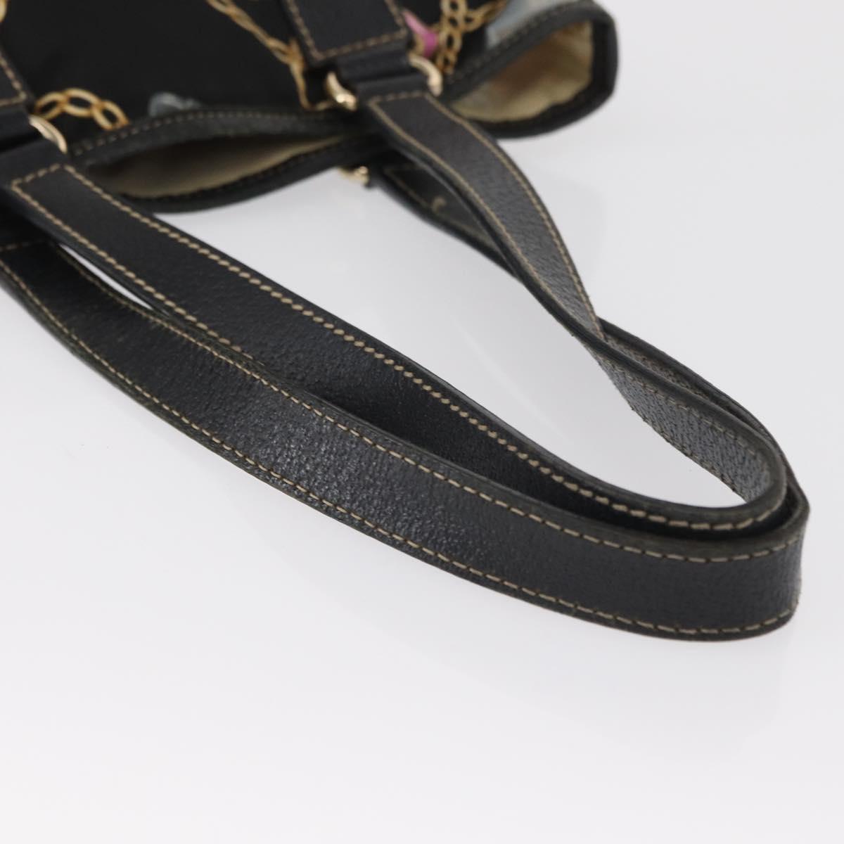 GUCCI Tote Bag Satin Black Gold 153361 Auth 162992