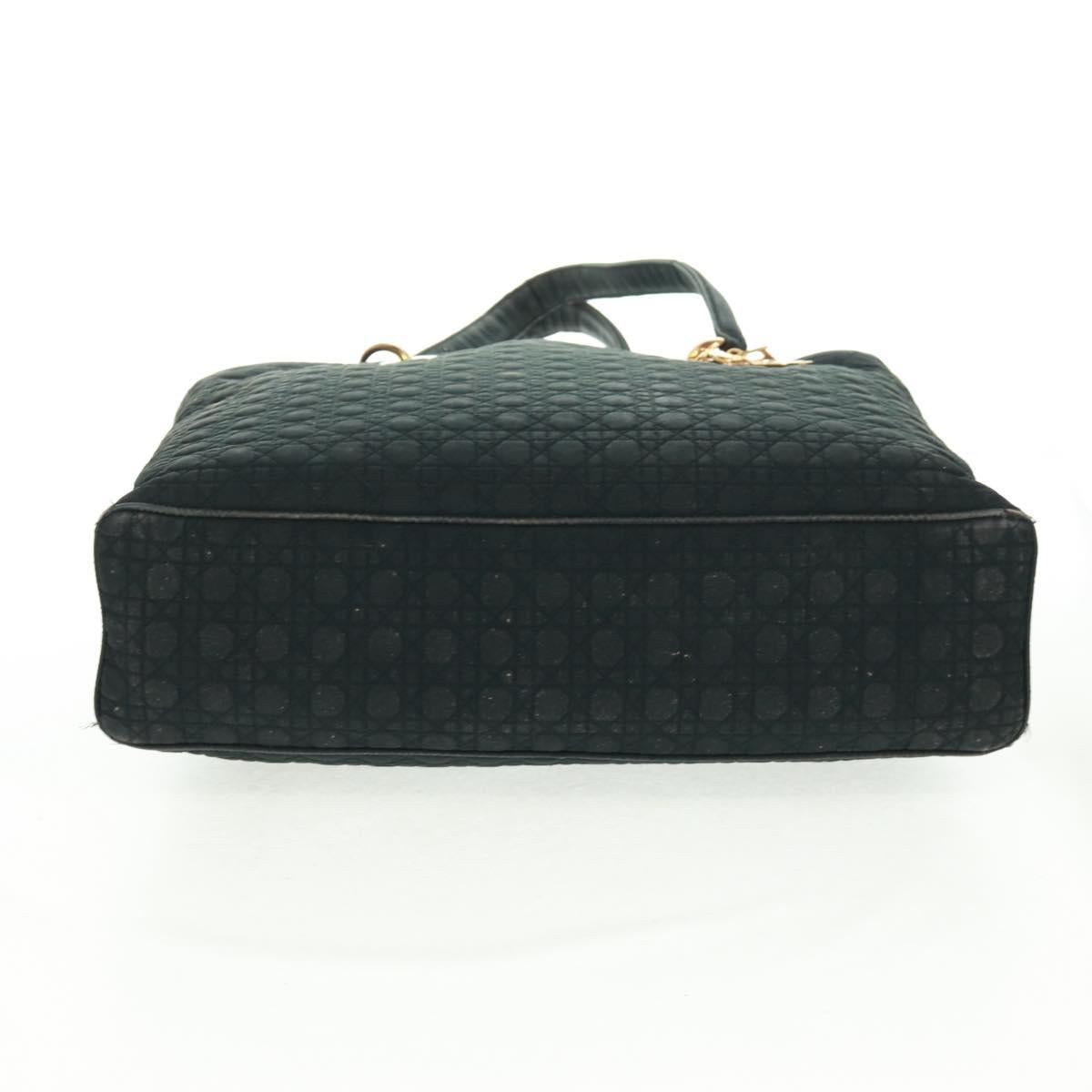 Christian Dior Lady Dior Canage Tote Bag Black Gold Auth 162997