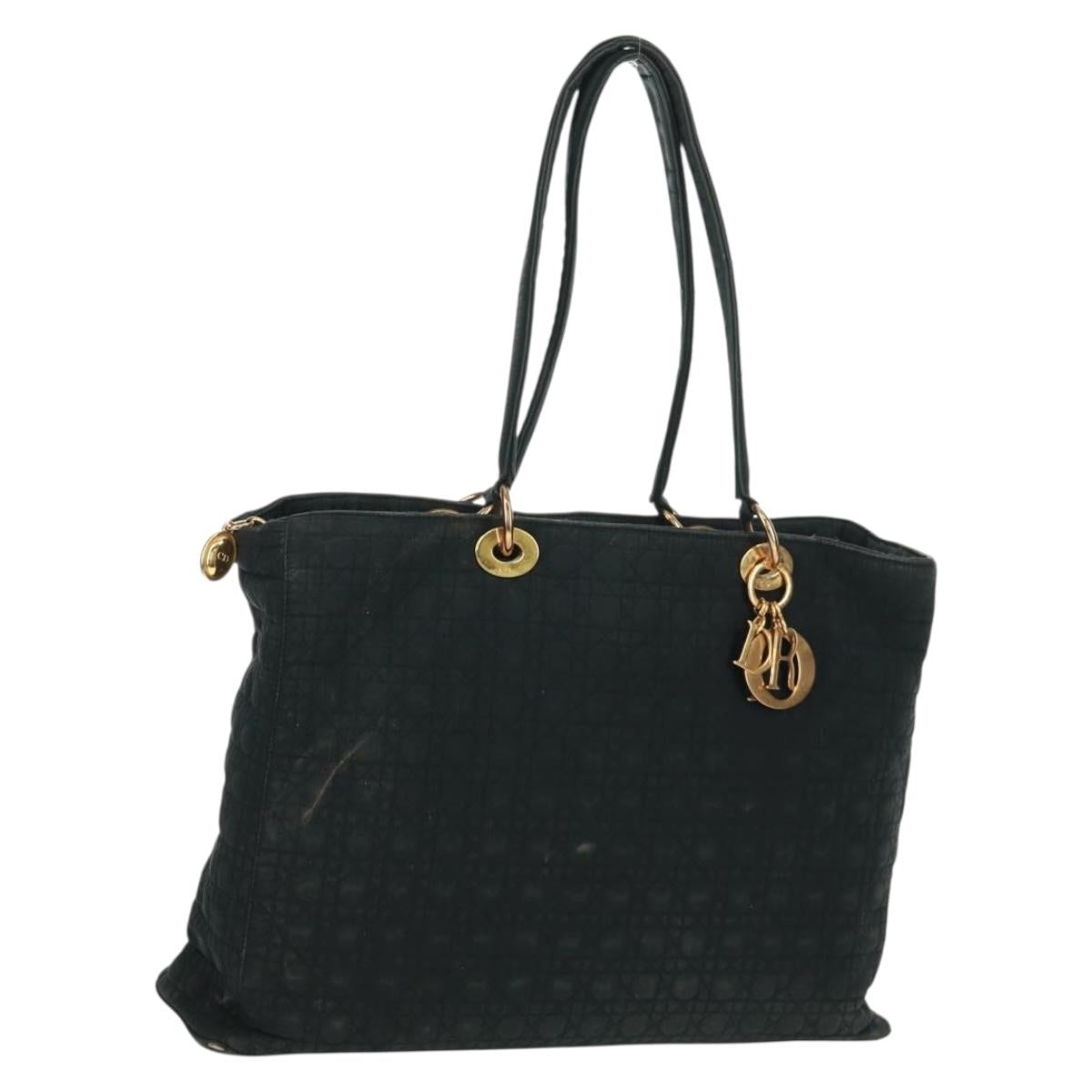 Christian Dior Lady Dior Canage Tote Bag Black Gold Auth 162997