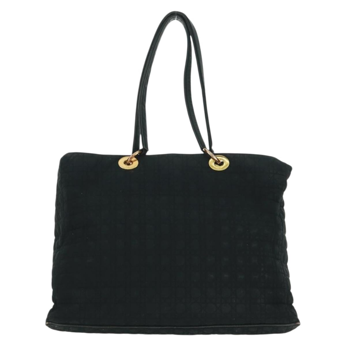 Christian Dior Lady Dior Canage Tote Bag Black Gold Auth 162997