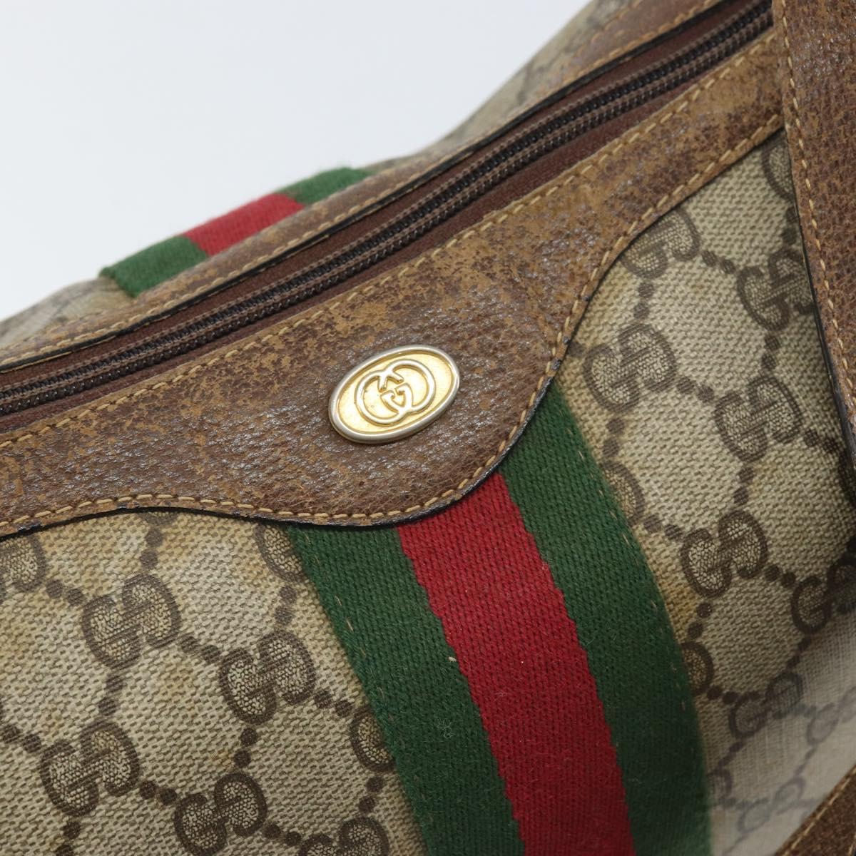 GUCCI GG Supreme Web Sherry Line Shoulder Bag PVC Beige 010 378 Auth 162998