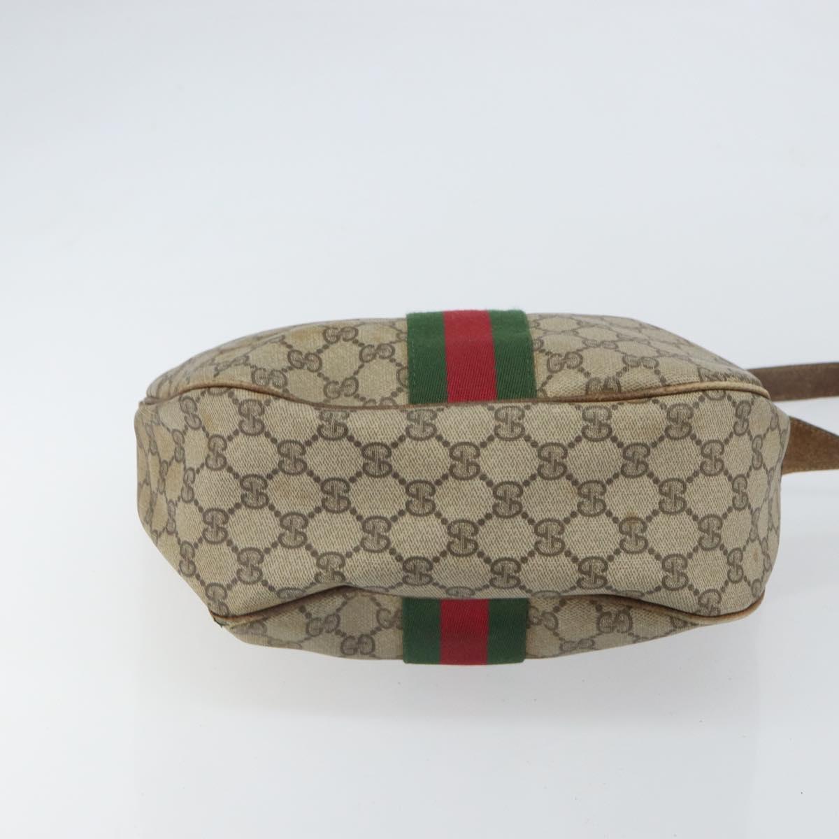 GUCCI GG Supreme Web Sherry Line Shoulder Bag PVC Beige 010 378 Auth 162998