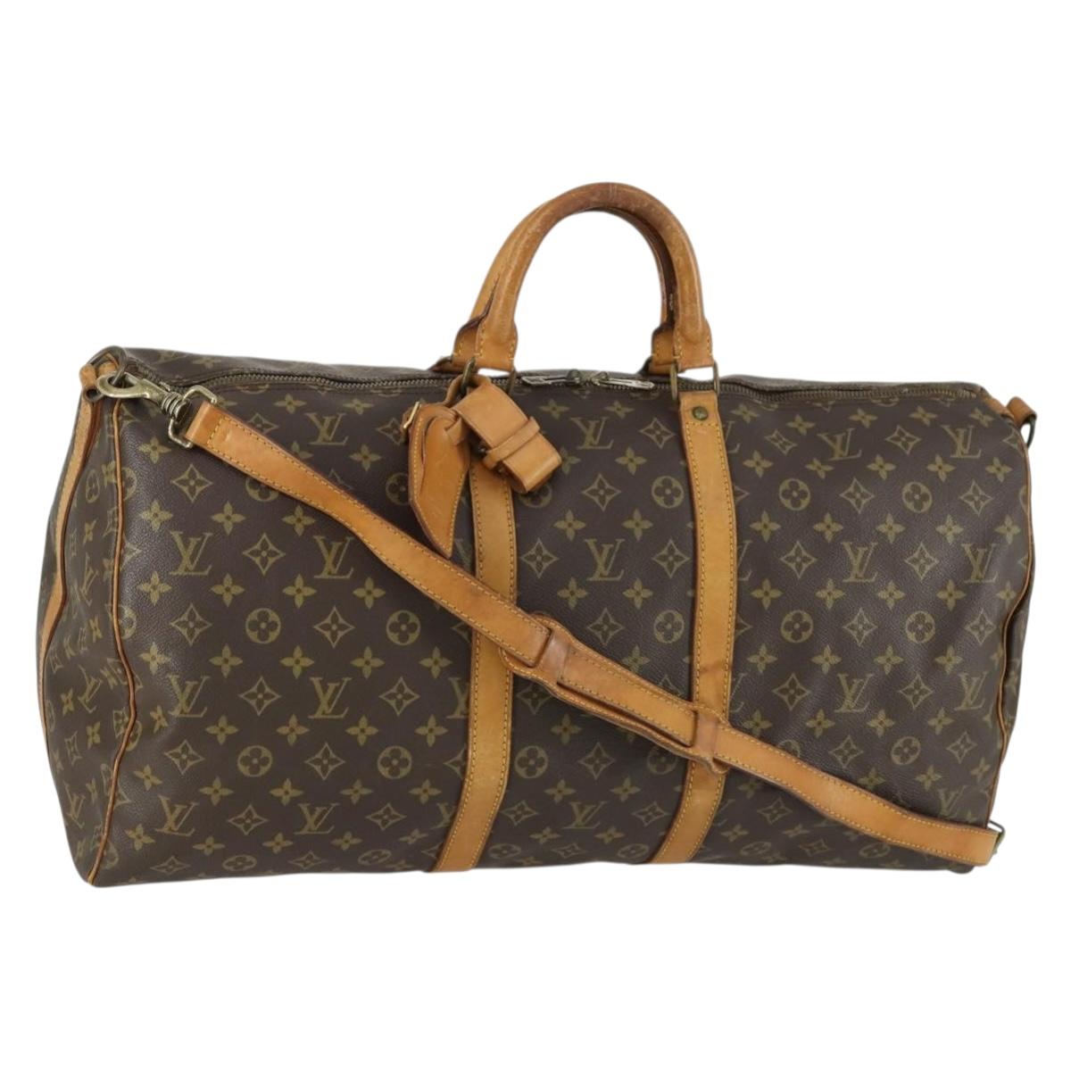 LOUIS VUITTON Monogram Keepall Bandouliere 55 Boston Bag M41414 LV Auth 163004