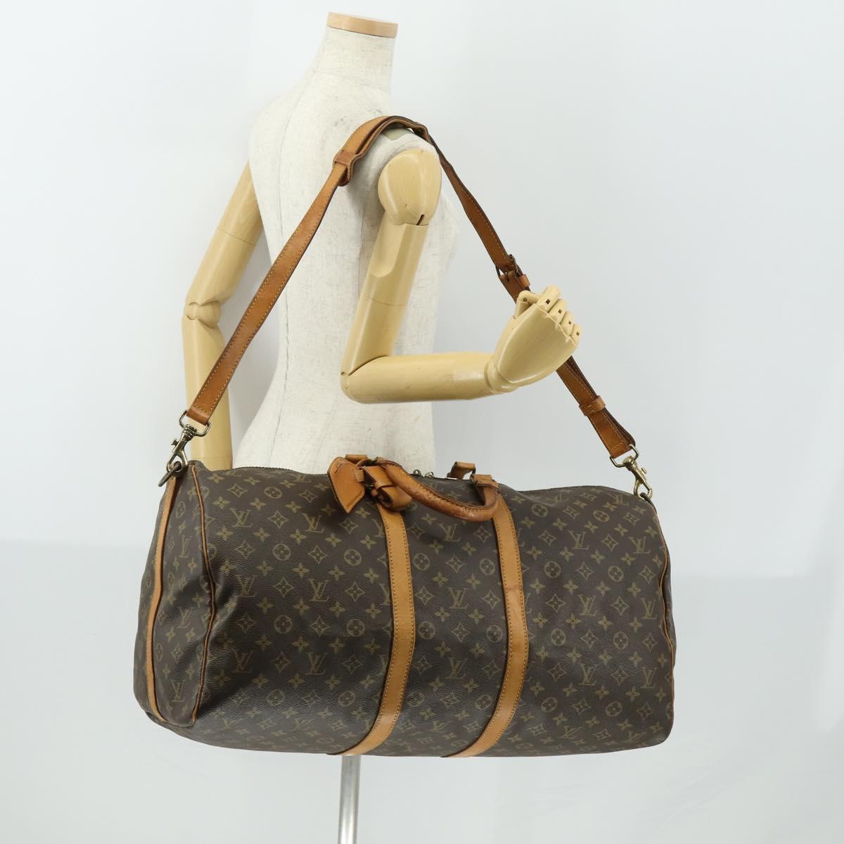 LOUIS VUITTON Monogram Keepall Bandouliere 55 Boston Bag M41414 LV Auth 163004