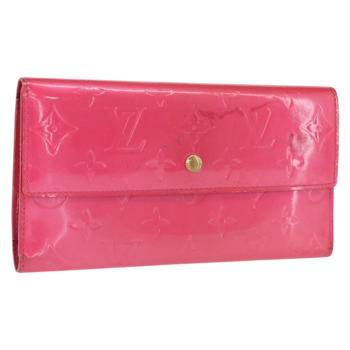 LOUIS VUITTON Vernis Porte Tresol International Wallet Pink M91246 Auth 163013