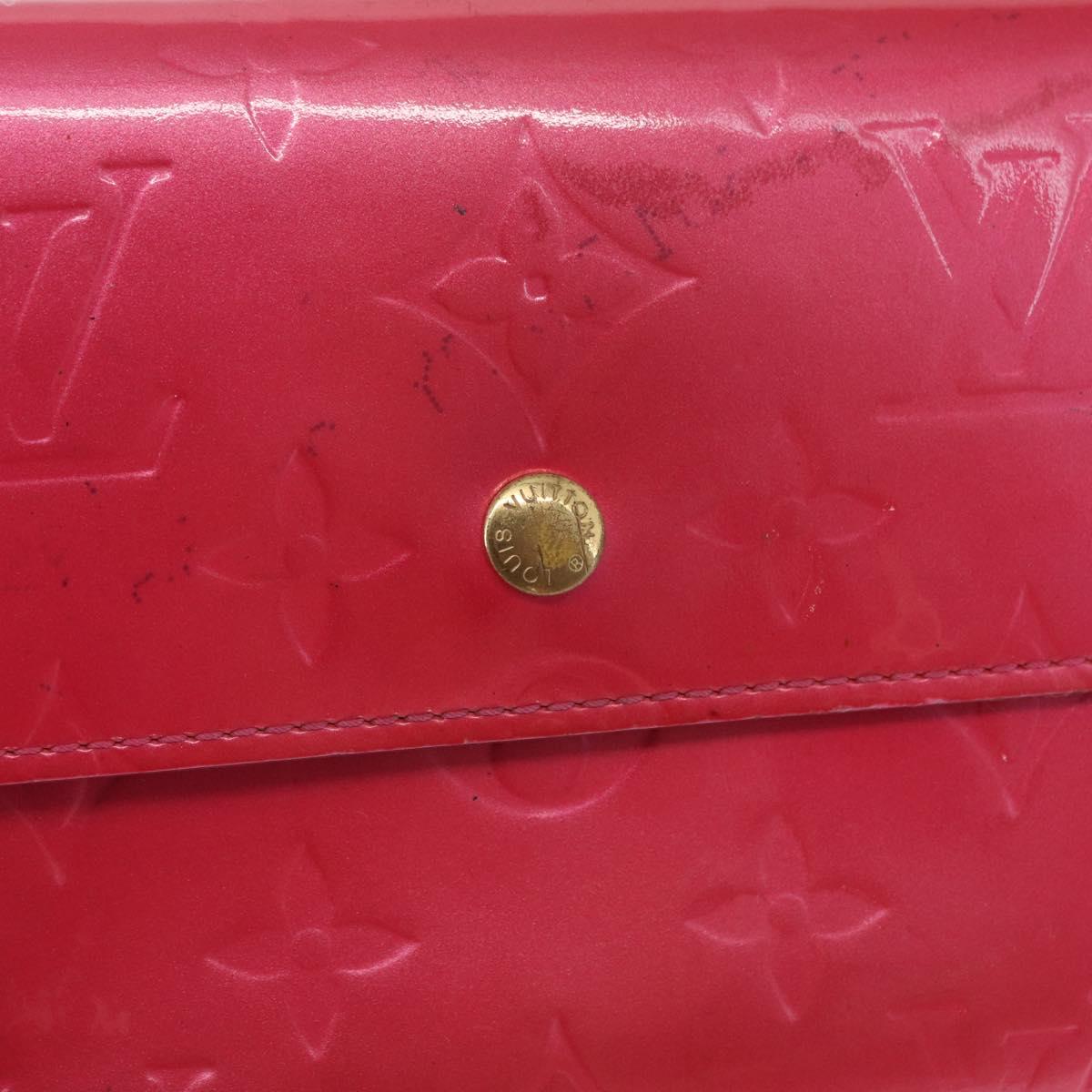 LOUIS VUITTON Vernis Porte Tresol International Wallet Pink M91246 Auth 163013