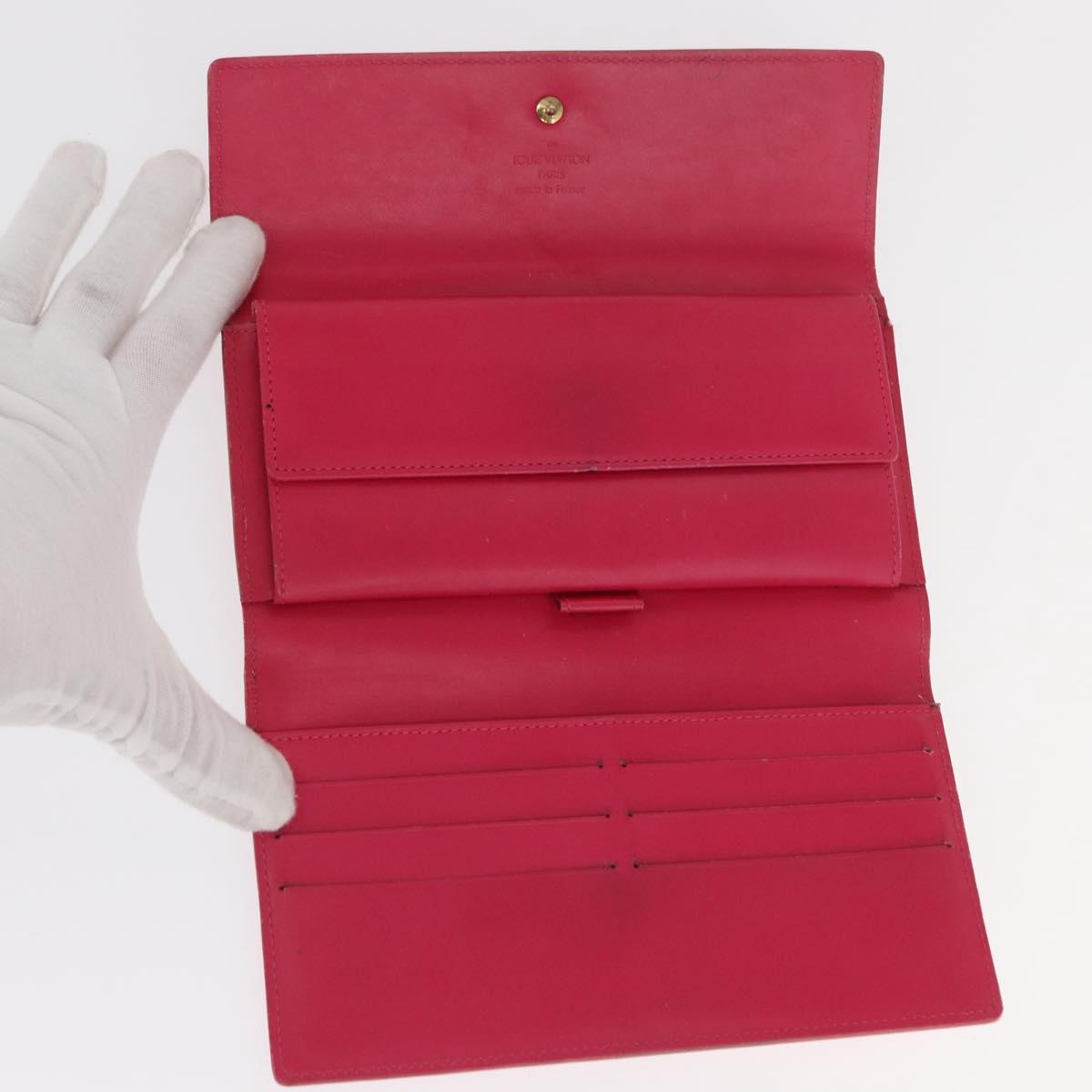 LOUIS VUITTON Vernis Porte Tresol International Wallet Pink M91246 Auth 163013