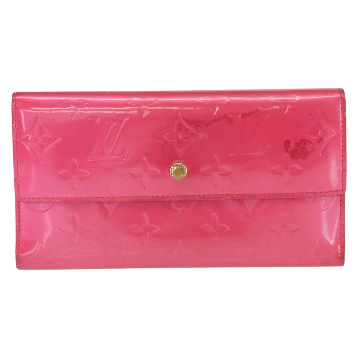 LOUIS VUITTON Vernis Porte Tresol International Wallet Pink M91246 Auth 163013