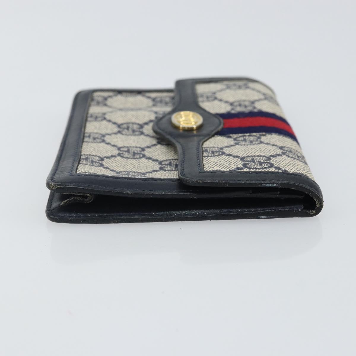 GUCCI GG Supreme Sherry Line Pouch PVC Leather Navy Gold Auth 163015