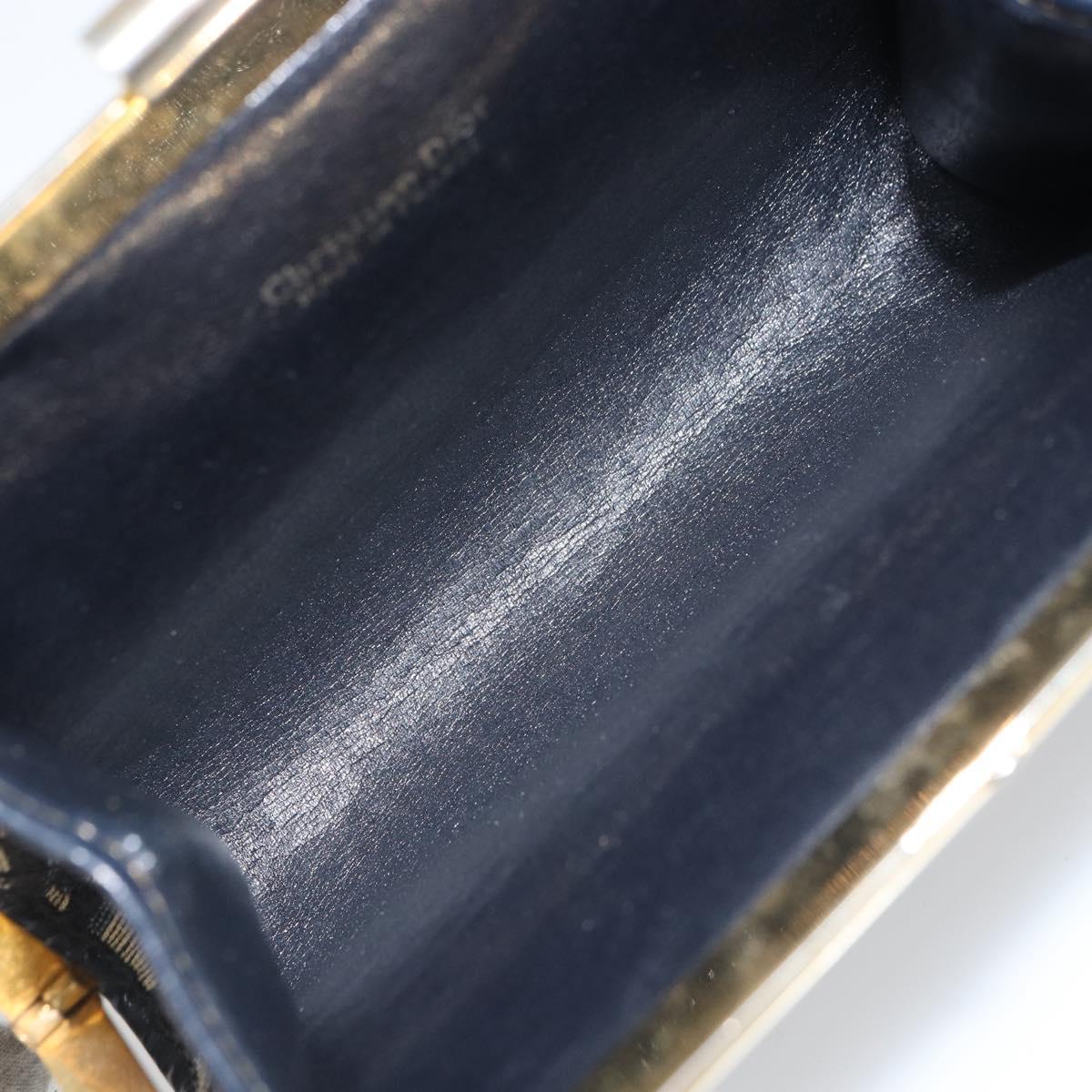 Christian Dior Trotter Canvas Pouch Navy Gold Auth 163016