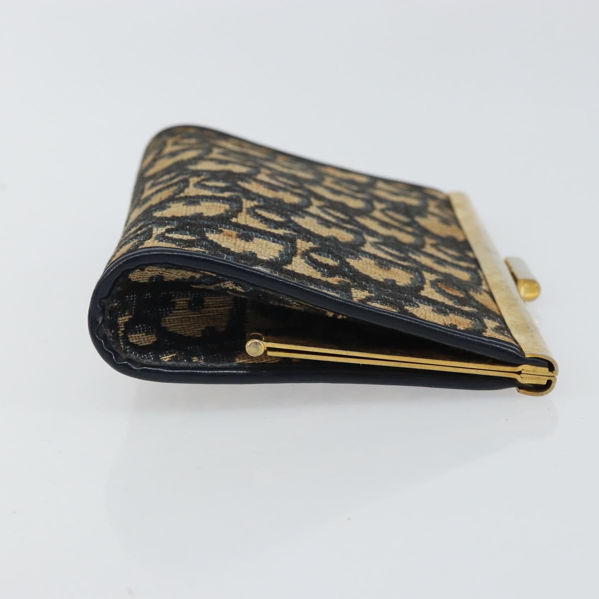 Christian Dior Trotter Canvas Pouch Navy Gold Auth 163016