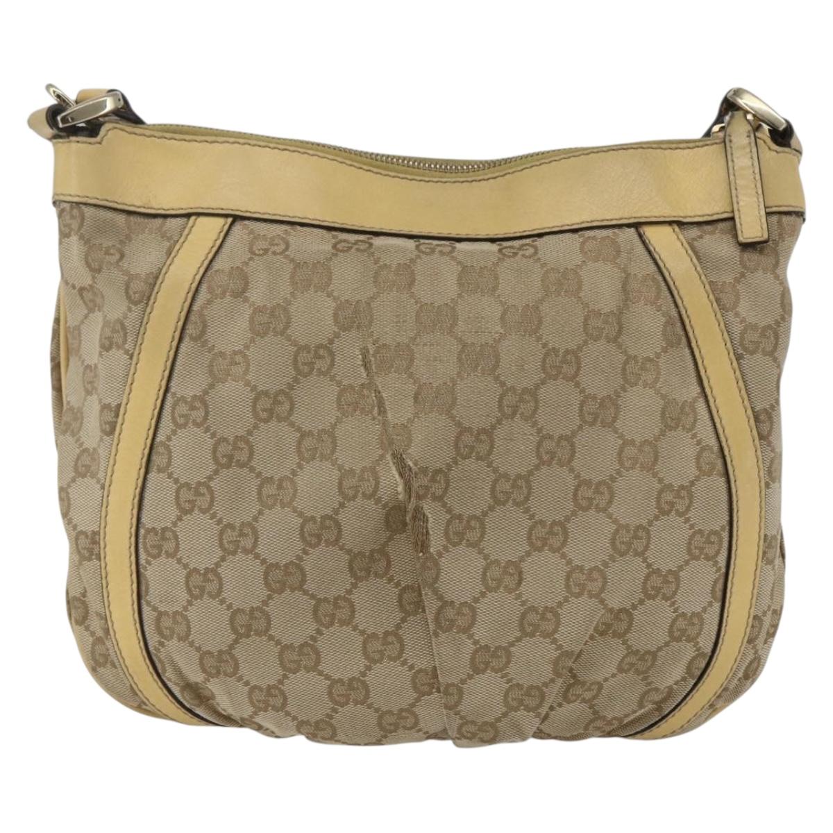 GUCCI GG Canvas Abbey Shoulder Bag Beige Gold 203257 Auth 163025