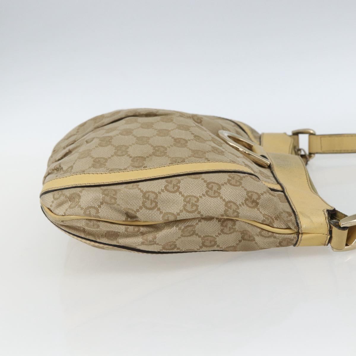 GUCCI GG Canvas Abbey Shoulder Bag Beige Gold 203257 Auth 163025