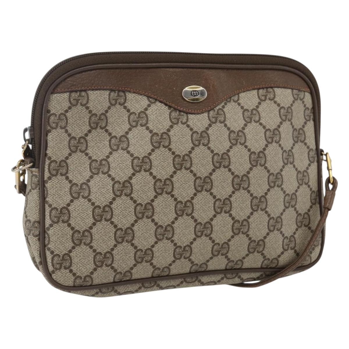 GUCCI GG Supreme Shoulder Bag PVC Beige Gold 89 02 068 Auth 163026