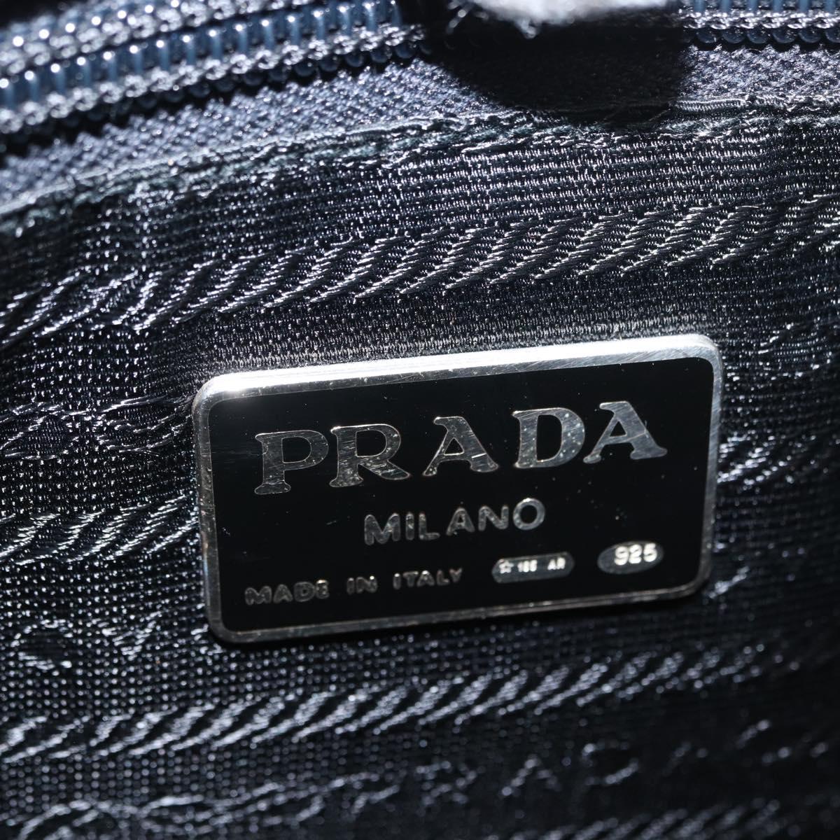 PRADA Hand Bag Suede Black Gold Auth 163031