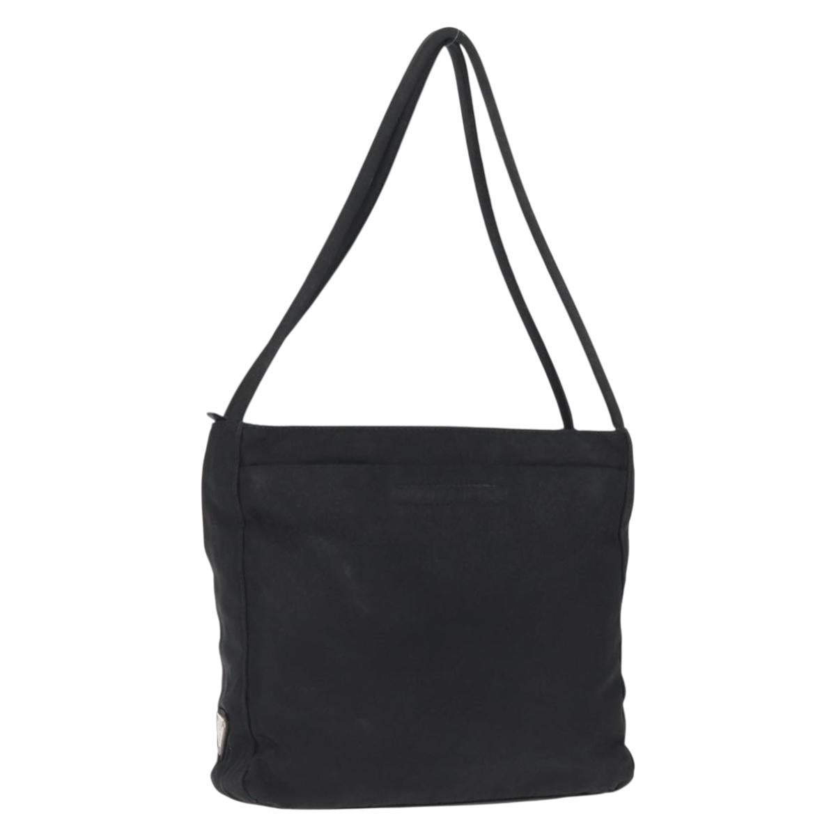 PRADA Shoulder Bag Nylon Black Silver Auth 163038