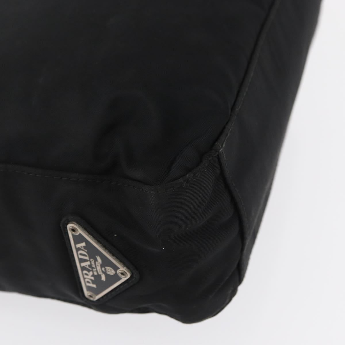 PRADA Shoulder Bag Nylon Black Silver Auth 163038