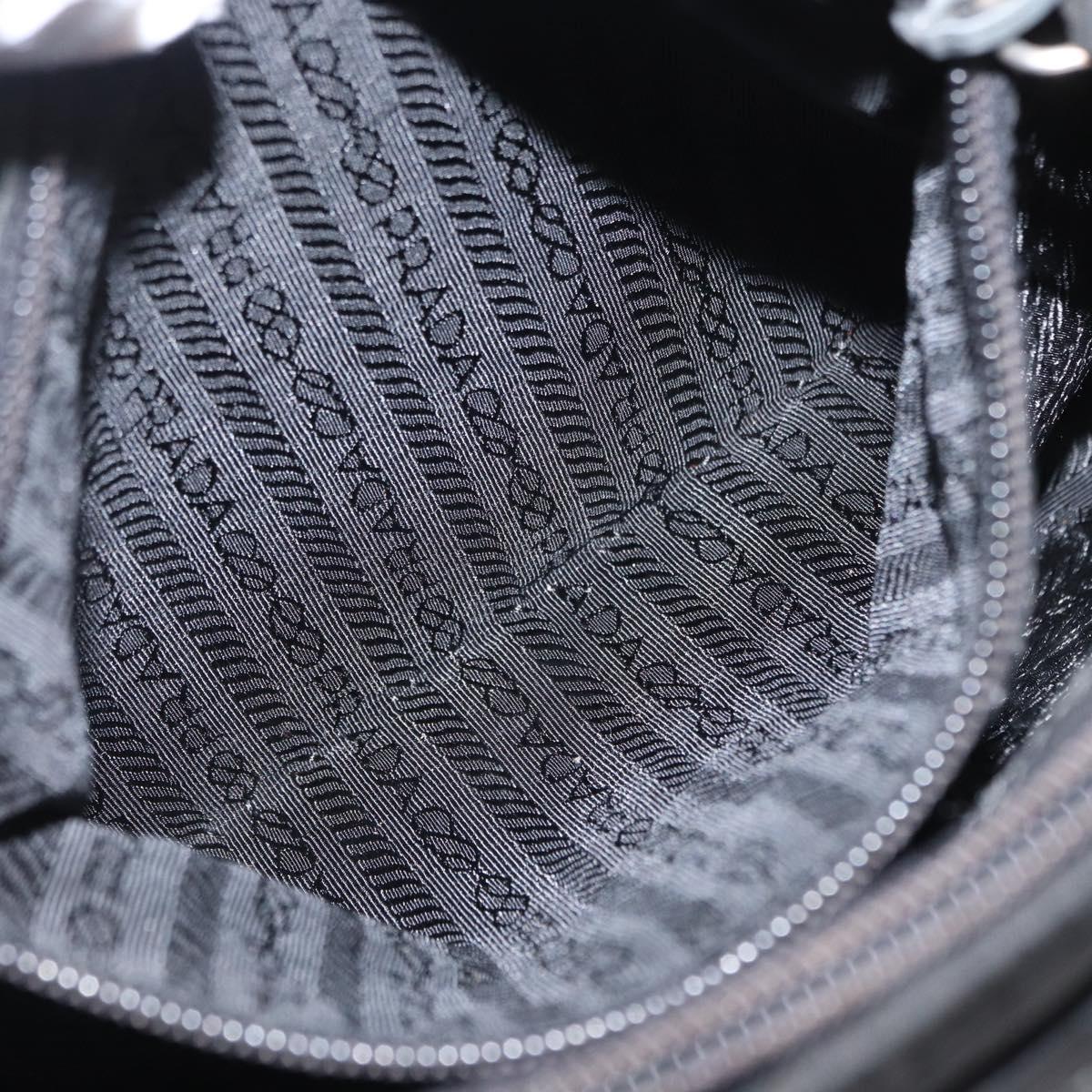 PRADA Shoulder Bag Nylon Black Silver Auth 163038