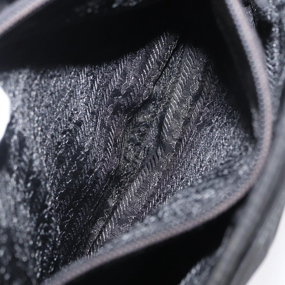 PRADA Shoulder Bag Nylon Black Silver Auth 163038