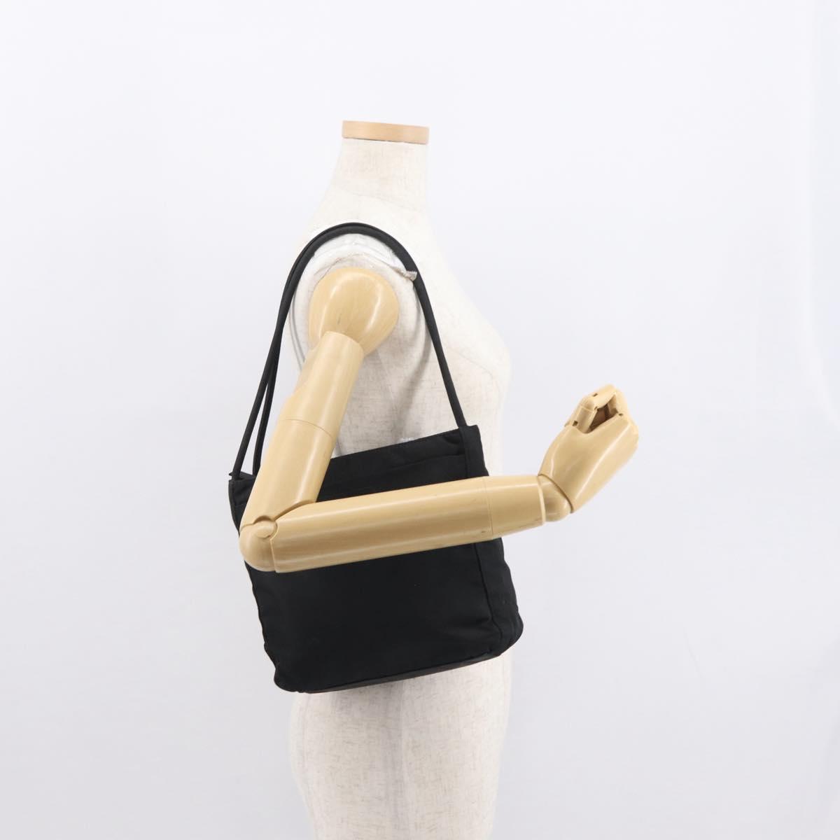 PRADA Shoulder Bag Nylon Black Silver Auth 163038