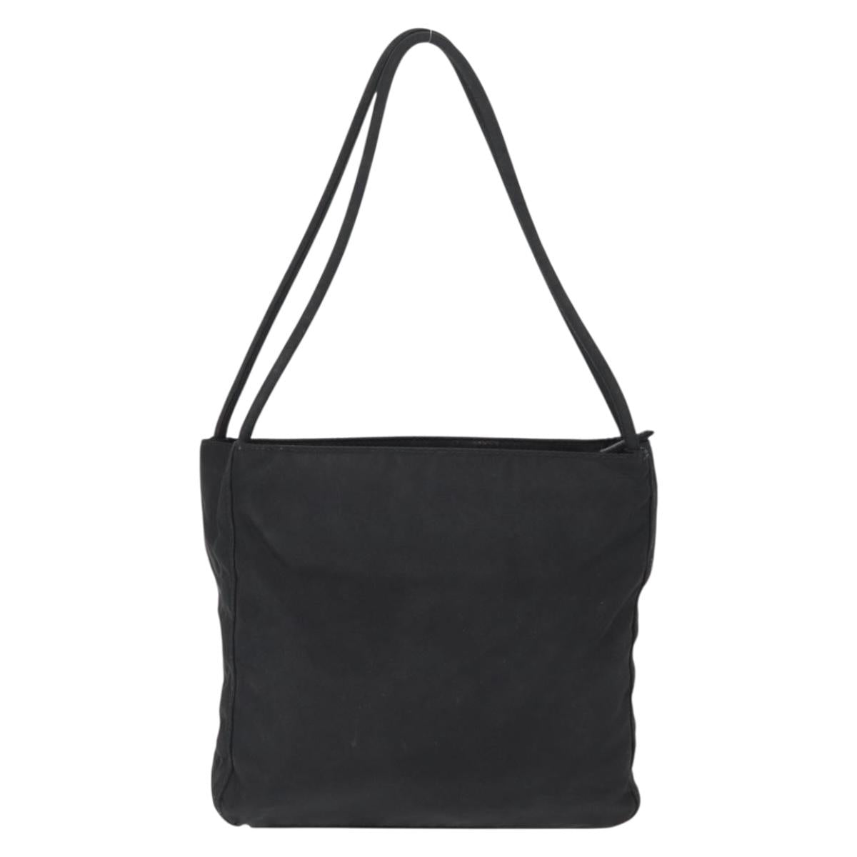 PRADA Shoulder Bag Nylon Black Silver Auth 163038
