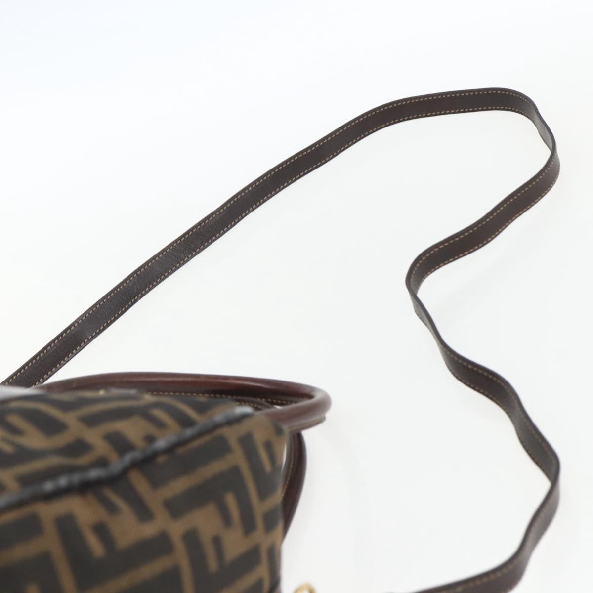 FENDI Zucca Canvas Hand Bag 2way Black Brown gold Auth 163042