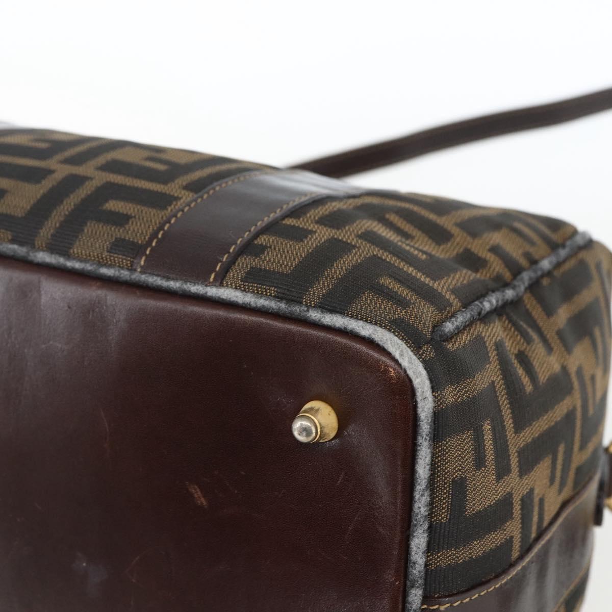 FENDI Zucca Canvas Hand Bag 2way Black Brown gold Auth 163042