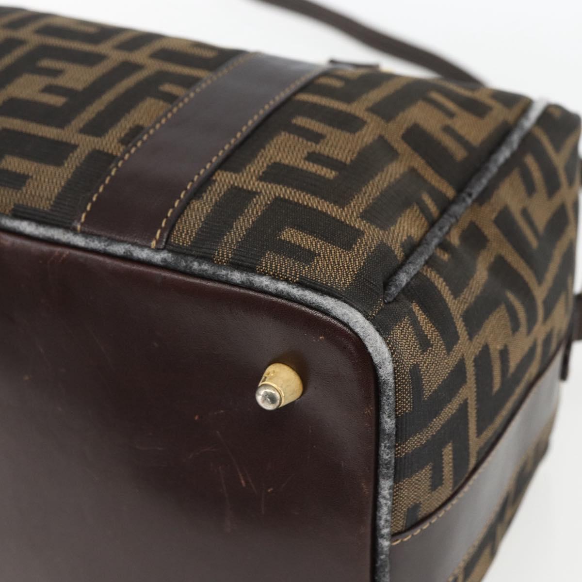 FENDI Zucca Canvas Hand Bag 2way Black Brown gold Auth 163042
