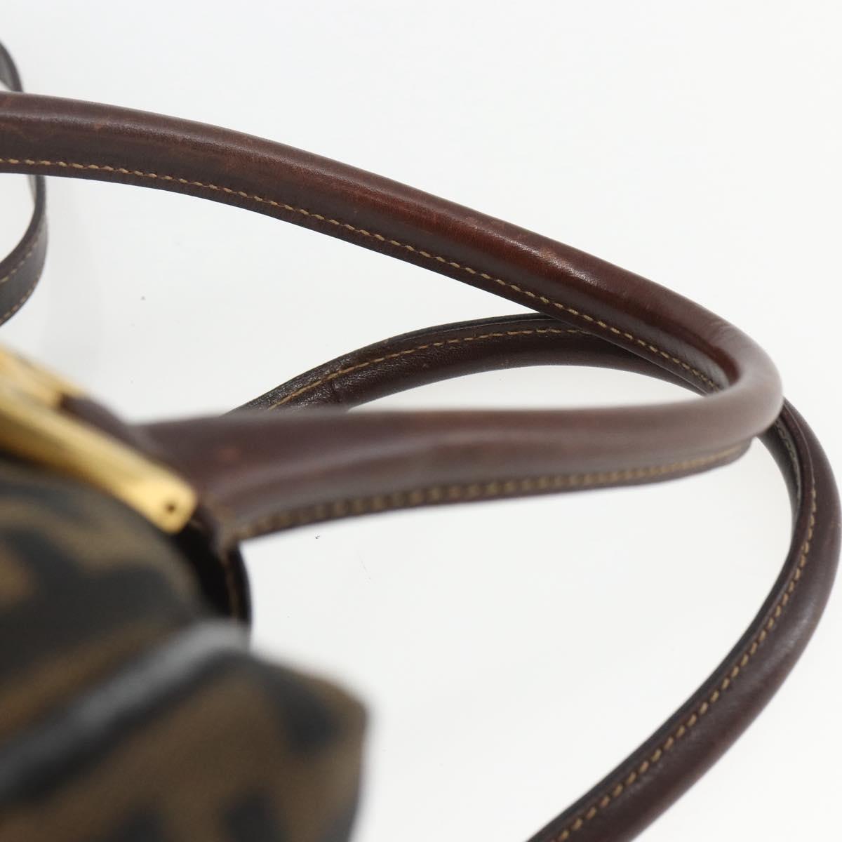 FENDI Zucca Canvas Hand Bag 2way Black Brown gold Auth 163042