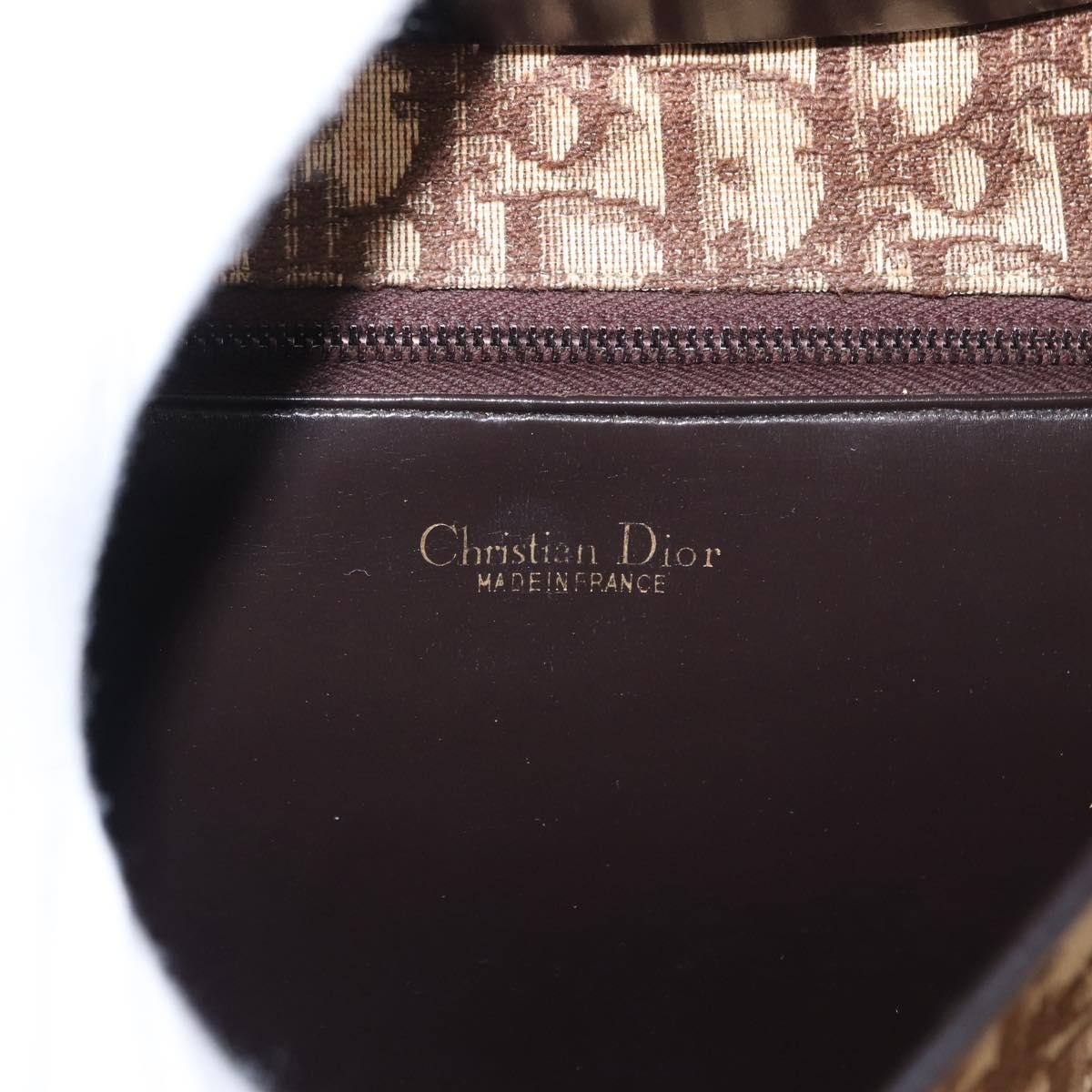 Christian Dior Trotter Canvas Shoulder Bag Beige Gold Auth 163043