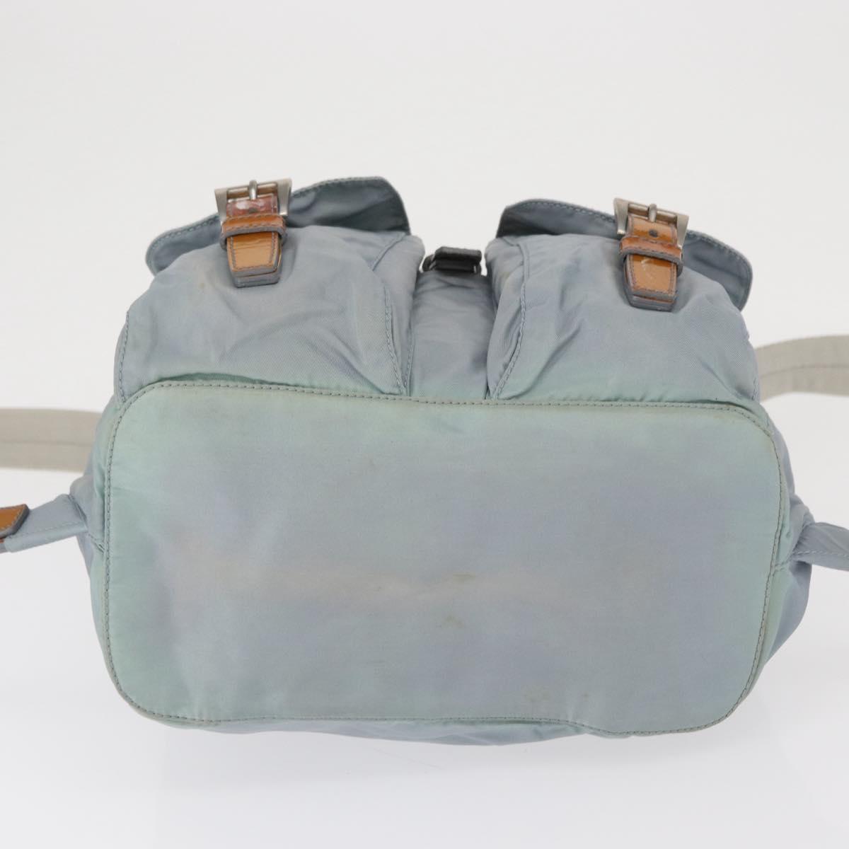PRADA Backpack Nylon Light Blue Silver Auth 163044