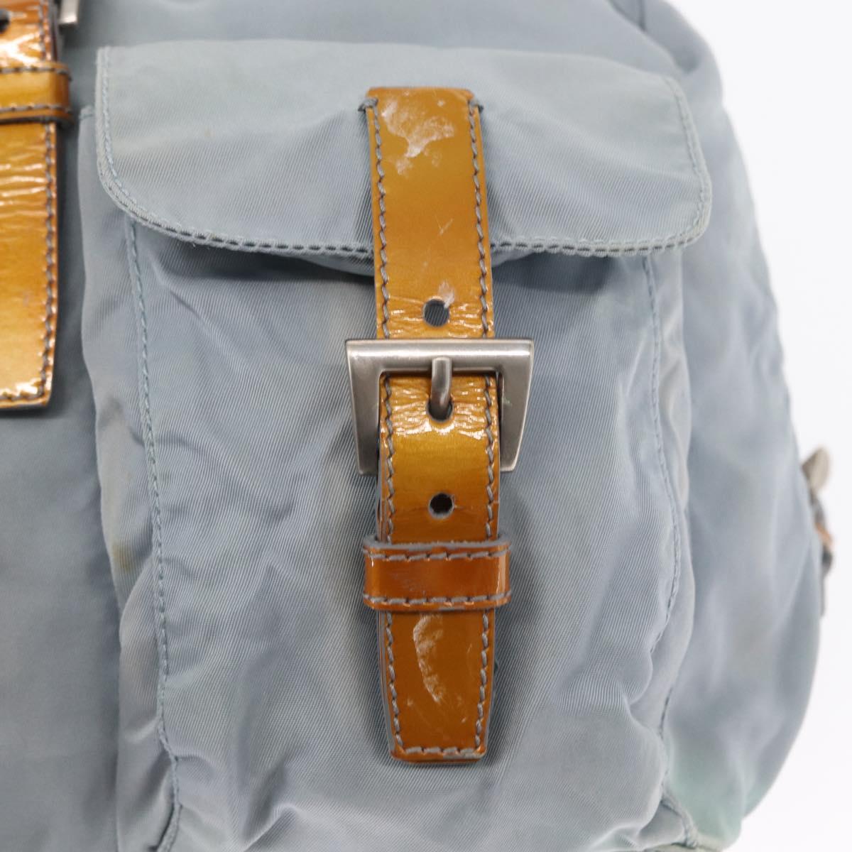 PRADA Backpack Nylon Light Blue Silver Auth 163044
