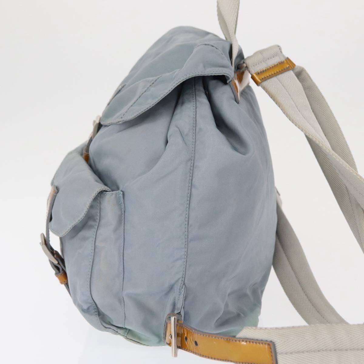 PRADA Backpack Nylon Light Blue Silver Auth 163044