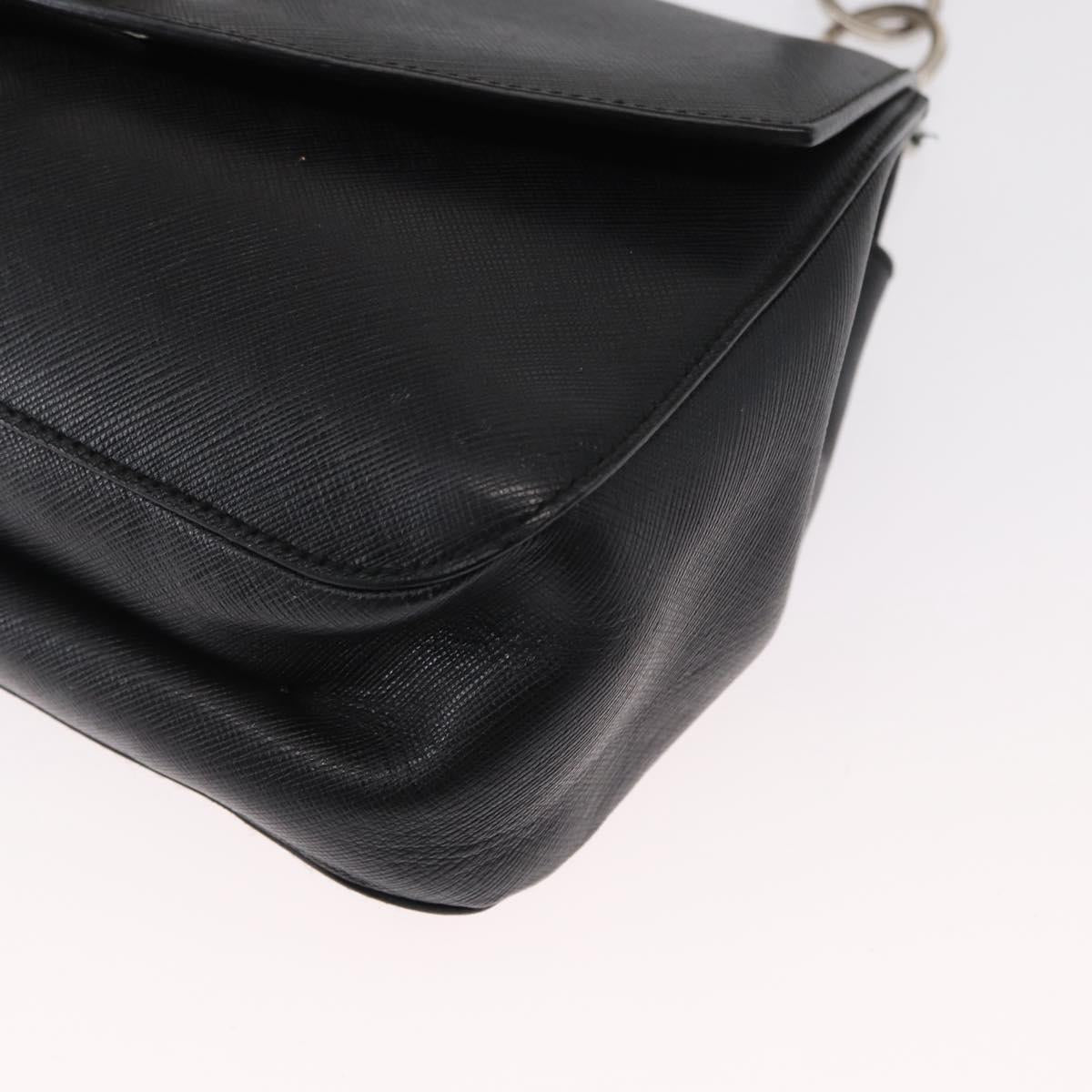 Salvatore Ferragamo Gancini Shoulder Bag Leather Black Silver Auth 163053