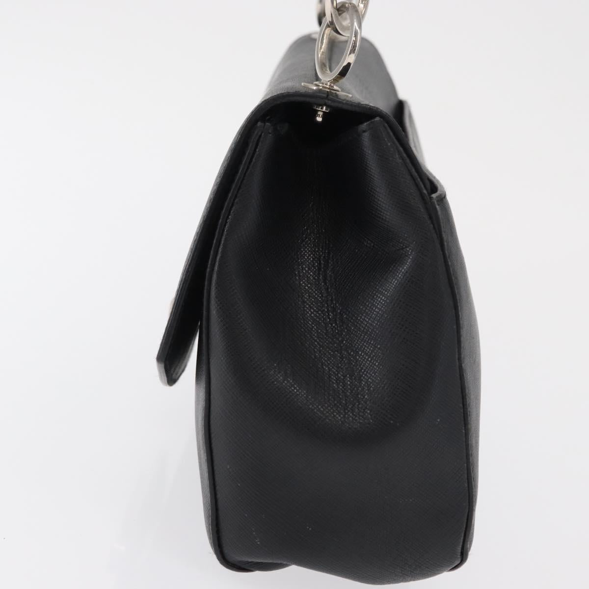 Salvatore Ferragamo Gancini Shoulder Bag Leather Black Silver Auth 163053