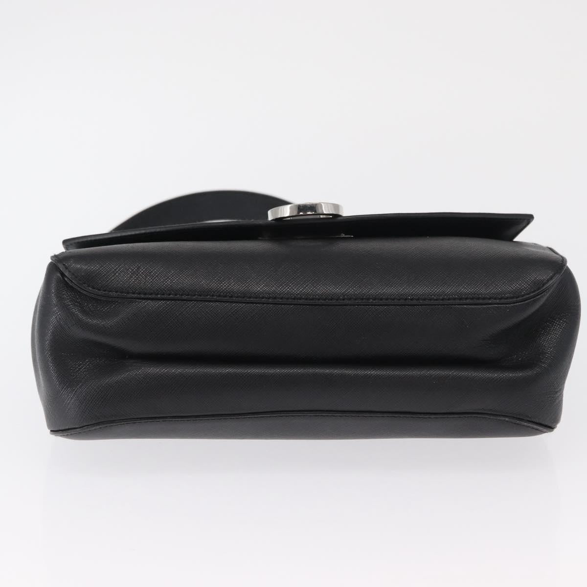 Salvatore Ferragamo Gancini Shoulder Bag Leather Black Silver Auth 163053