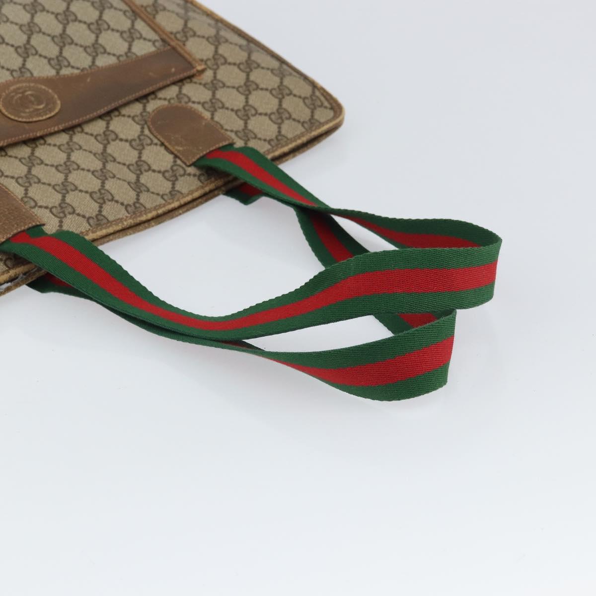 GUCCI GG Supreme Web Sherry Line Tote Bag PVC Beige Red 89 02 997 Auth 163056