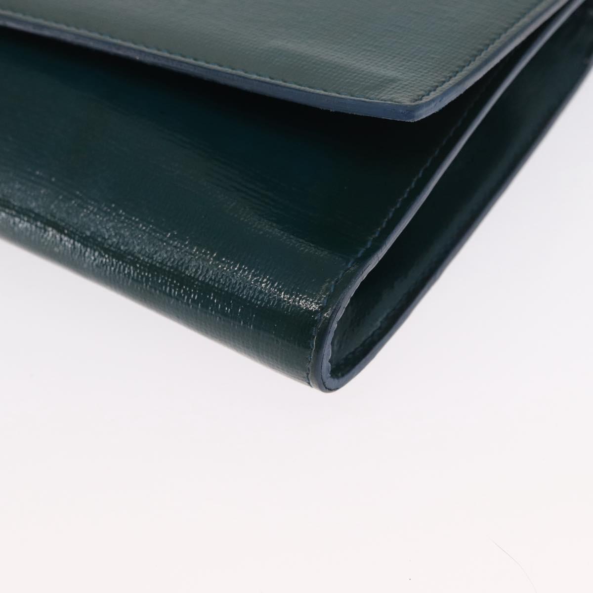 SAINT LAURENT Y Line Clutch Bag Patent leather Green Gold Auth 163062
