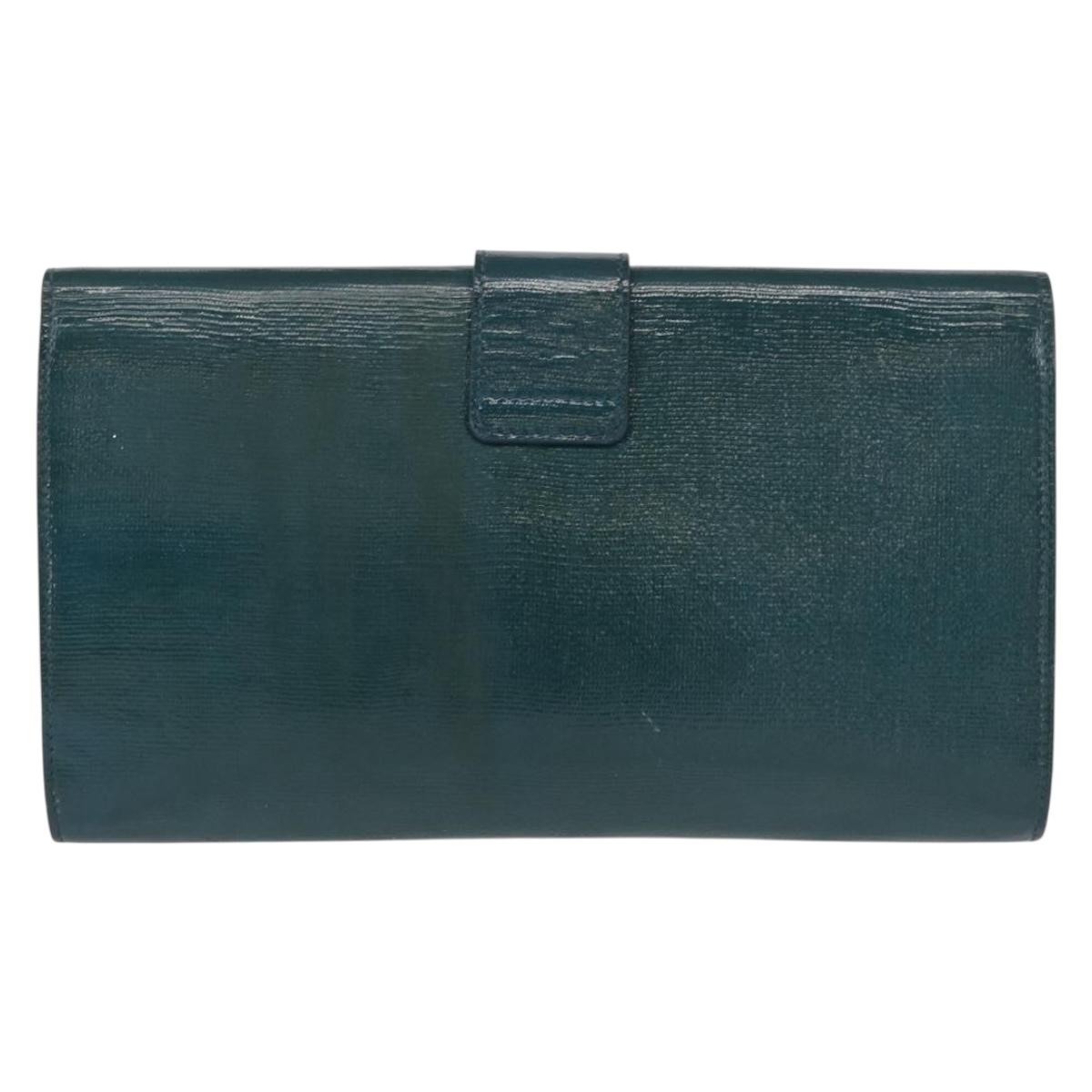 SAINT LAURENT Y Line Clutch Bag Patent leather Green Gold Auth 163062