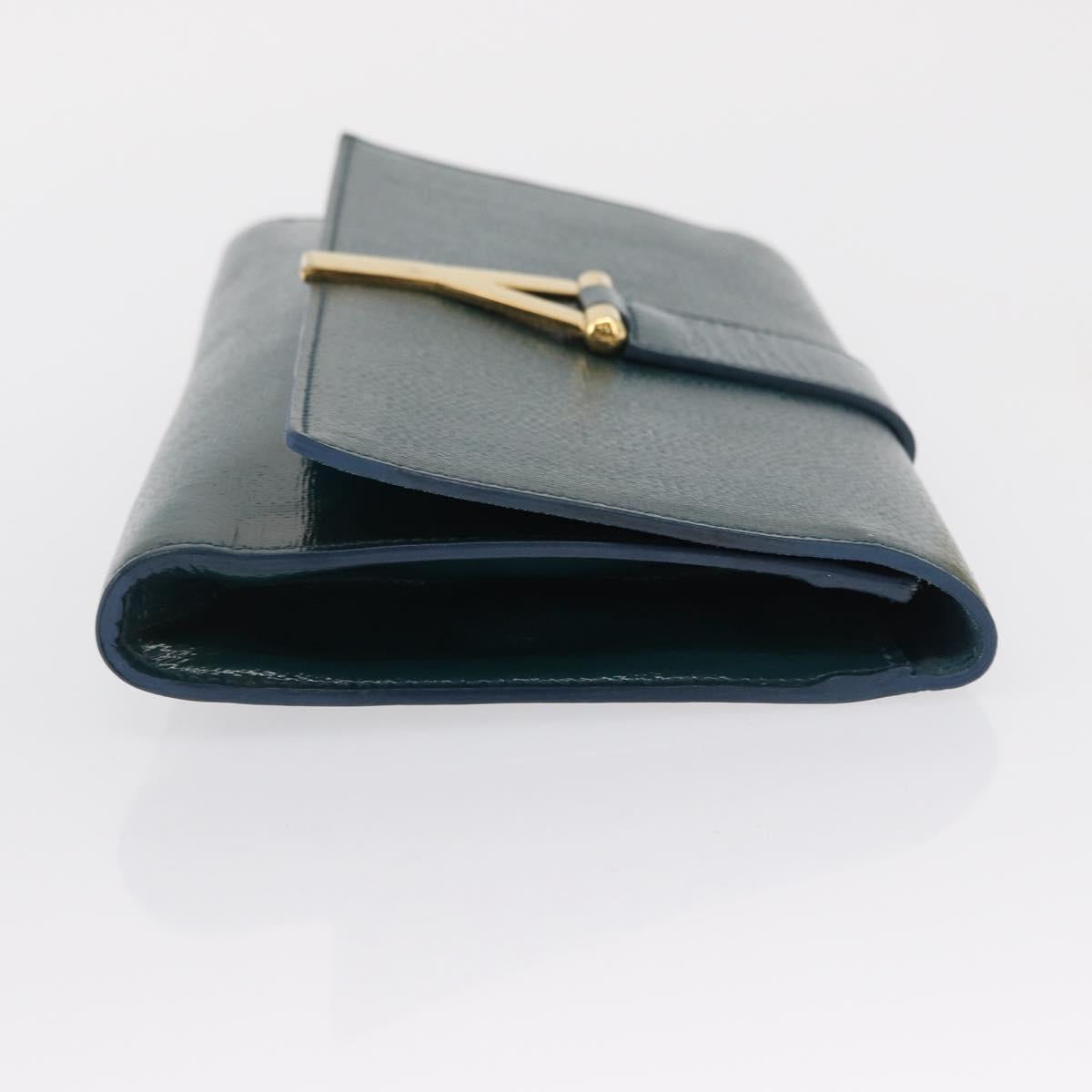SAINT LAURENT Y Line Clutch Bag Patent leather Green Gold Auth 163062