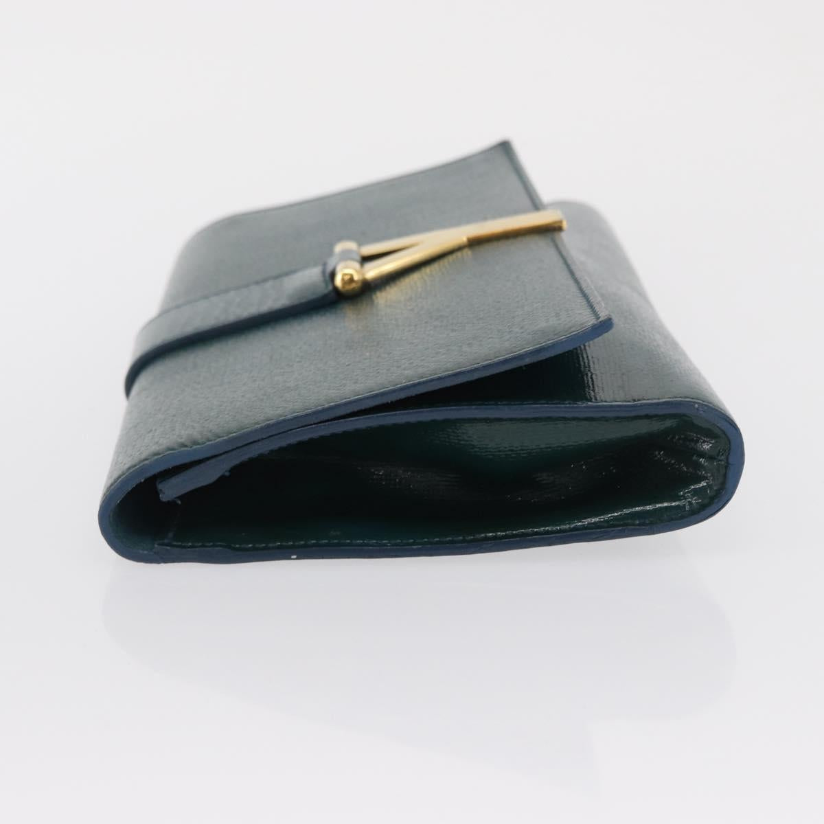 SAINT LAURENT Y Line Clutch Bag Patent leather Green Gold Auth 163062